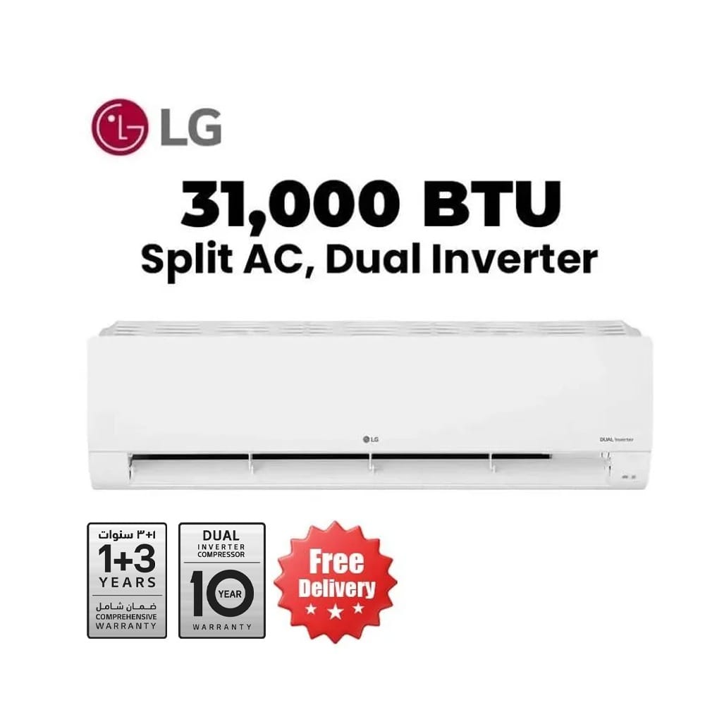 LG 3 Ton Split Air Conditioner 31,000 BTU, Dual Inverter Compressor™, Gold Fin™, Faster Cooling, Dual Protection Filter - White - I38TKF
