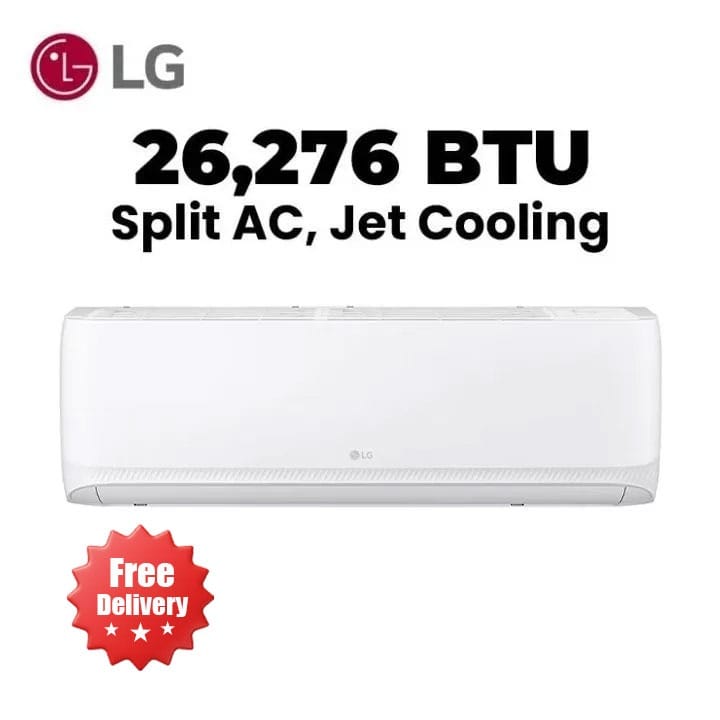 LG 2.5 Ton Split Air Conditioner With Rotary Compressor 26,276 BTU, Gold Fin™, Fast Cooling, Long Distance Airflow, Quiet Mode, Dual Sensing - White - T30ZCA