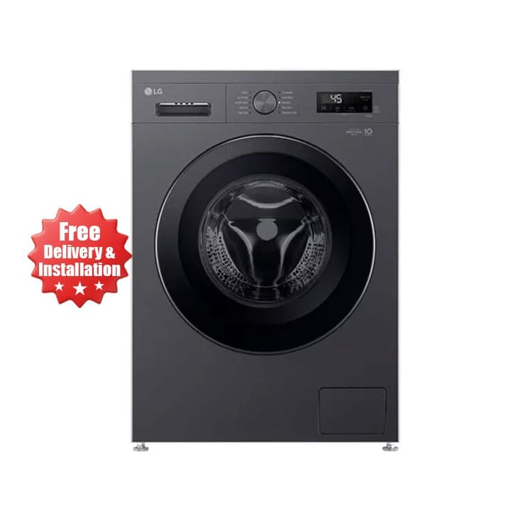 LG Front Load Washing Machine 8Kg, Direct Drive Motor, Steam™, 6 Motion Power Wash, Tub Clean, Smart Diagnosis - Middle Black - F2Y1TYP6J