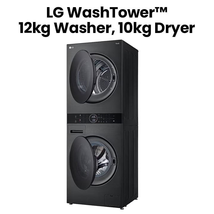 LG Wash Tower With High-Capacity Washing And Drying, Advanced Cleaning Technology, And Smart Features - Black Steel - W4W8BVPKZHM