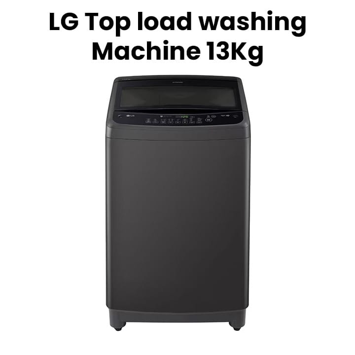 LG Smart Inverter Top Load Washing Machine 13Kg, Smart Diagnosis™, Smart Motion, TurboDrum™, LoDecibel™ Quiet System - Middle Black - T1388NEHV2