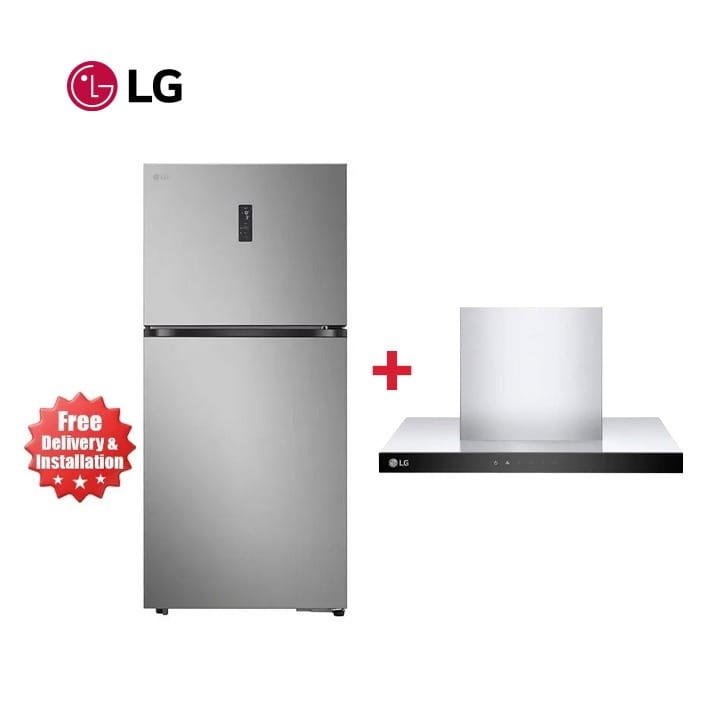 LG 60cm Kitchen Hood Black + LG 830L Dark Graphite Refrigerator - Premium Kitchen Appliance Bundle (101002000000719 + 101002000000759)