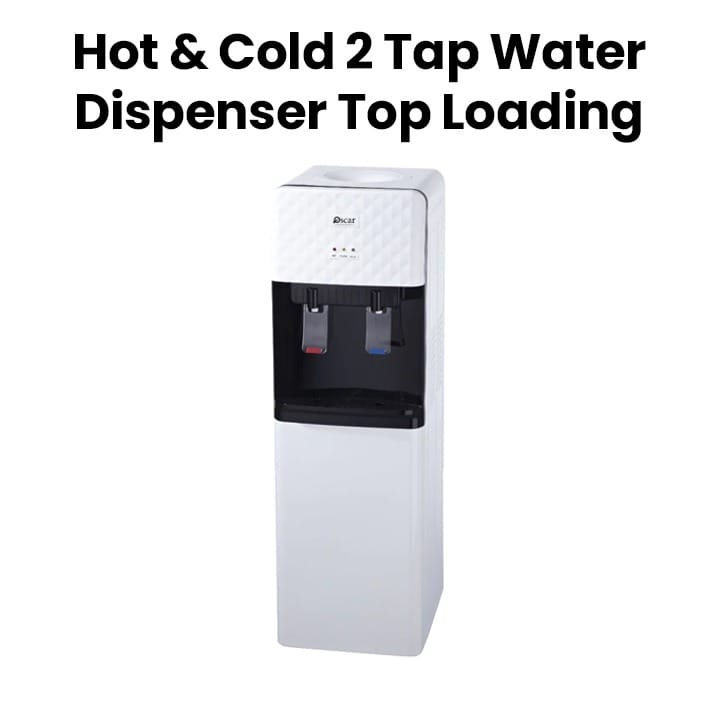 Oscar Hot & Cold 2 Tap Water Dispenser, Top Loading, Stylish Design, Reliable Performance - White/Black - OWD2TWC