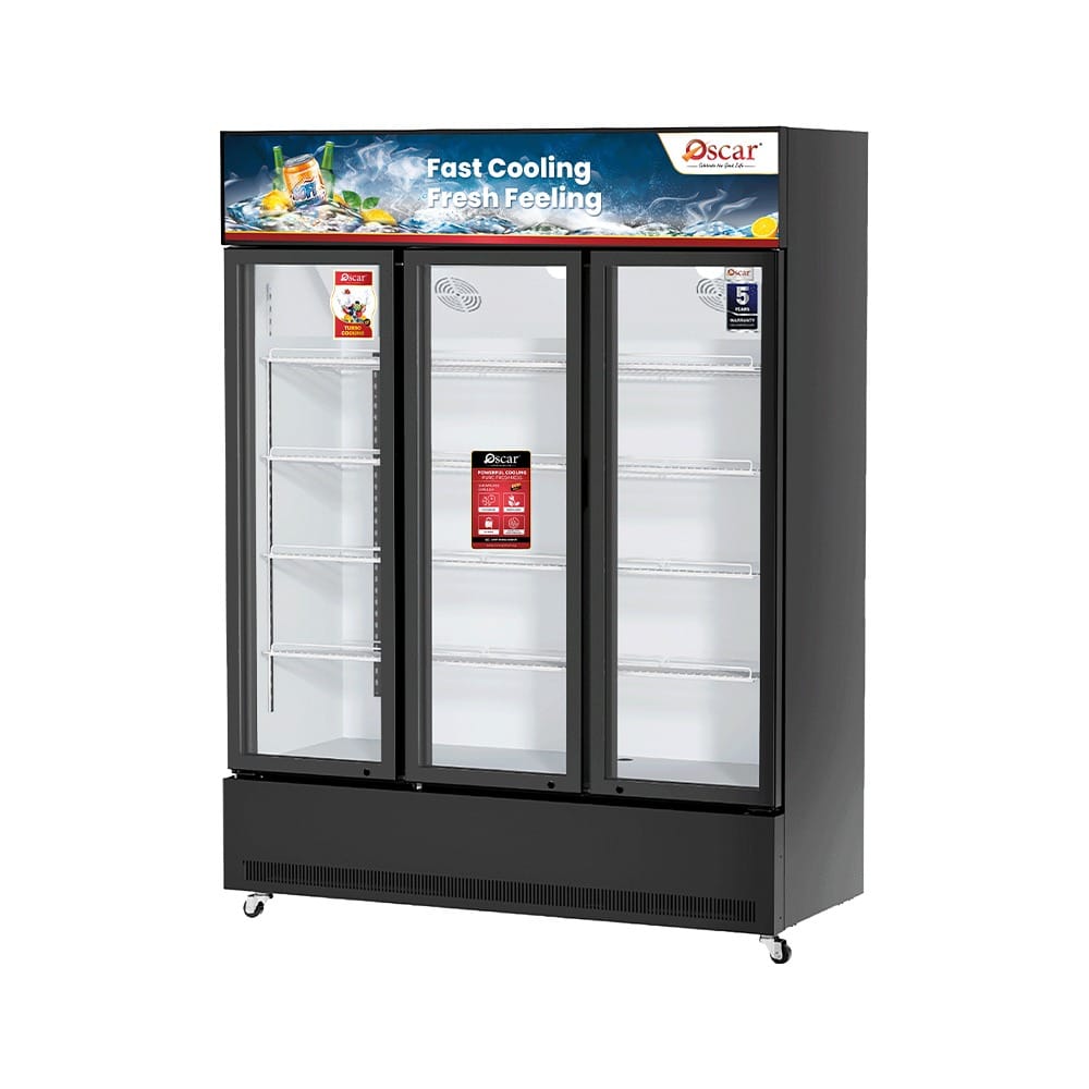 Oscar No-Frost Triple Door Showcase Chiller 980L, Stylish Design, Reliable Performance - Black - OCL980