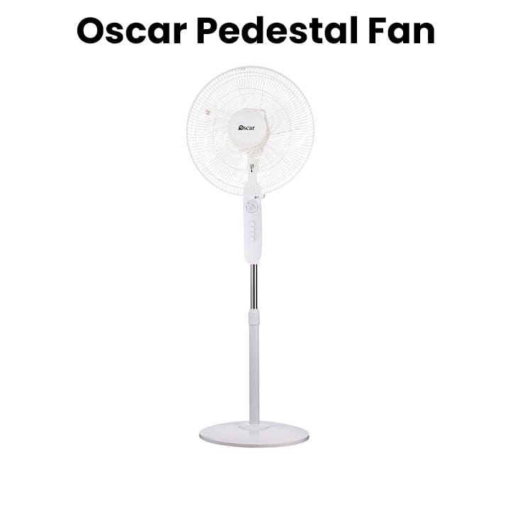 Oscar Pedestal Fan, Oscillating Function, Reliable Performance - White - OSF-1640