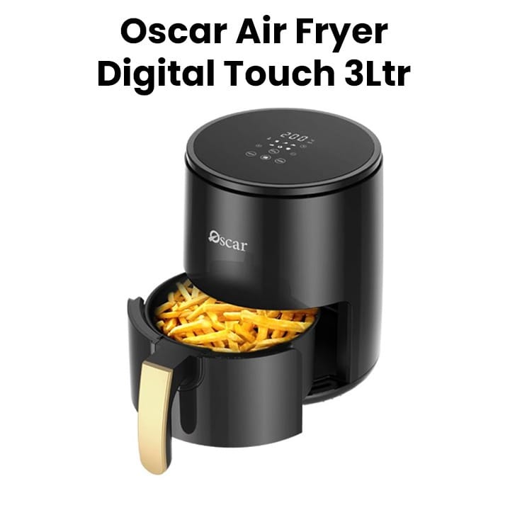 Oscar Air Fryer 3L, Digital Touch, Durable Construction, Compact Design, Rapid Air Recycling Technology, Versatile Kitchen Appliance - Black - OAF3LDTB