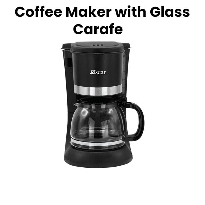 Oscar Coffee Maker With Glass Carafe 1.25L, Programmable Timer, Sleek Design, Easy-to-Use Controls, Perfect For Kitchen Or Office - Black - OCM125LGL