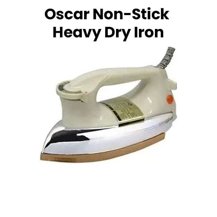 Oscar Non-Stick Heavy Dry Iron, Non-Stick Iron Base, Strong Heating Element, Temperature Control Settings, Lightweight And Portable - Multicolor - OMH-3550