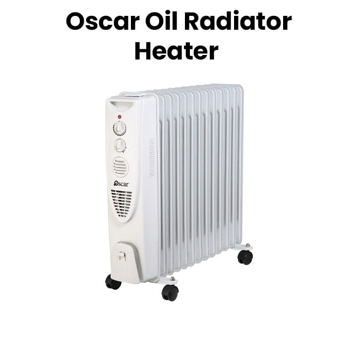 Oscar Oil Radiator Heater 13 Fins With Fan 2500W, Personalized Comfort, Full Room Warmth, Efficient, Castor Wheels With Ounting Plate - White - OFH13F