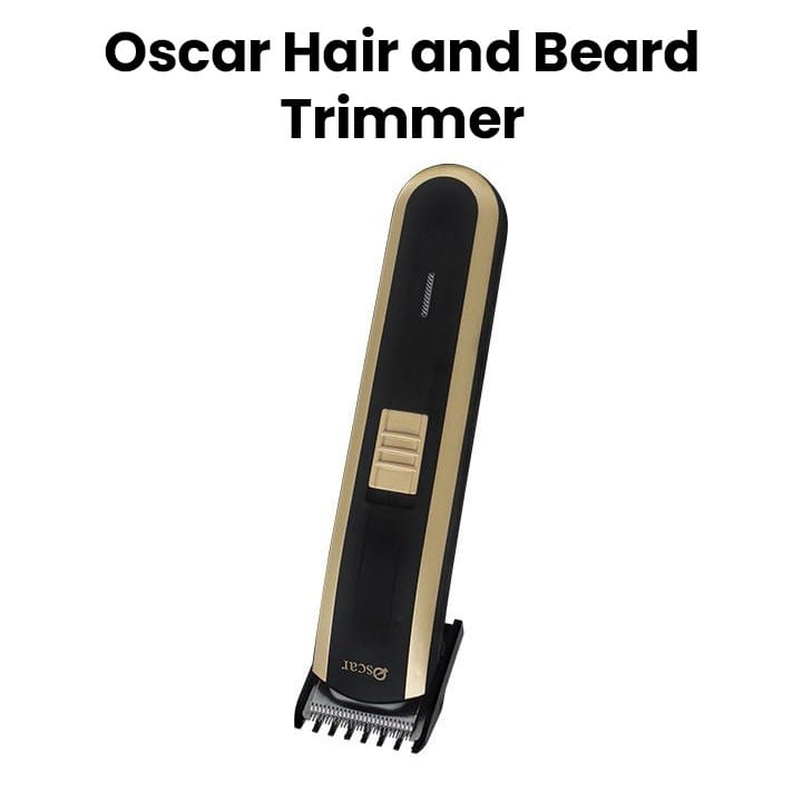 Oscar Hair And Beard Trimmer, Ergonomic Design, Sharp Blades, Rechargeable Battery For Smooth, Precise Grooming - Black/Gold - OHT2060GB