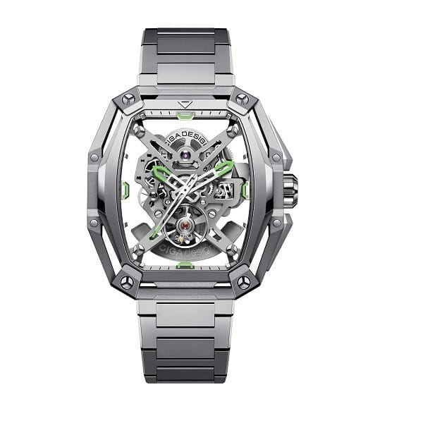CIGA Design Z Series Silver Hunter Automatic Watch, Tonneau Stainless Steel Case, Transparent Dial, Sapphire Crystal, Silver Steel Bracelet, 30M Water Resistant