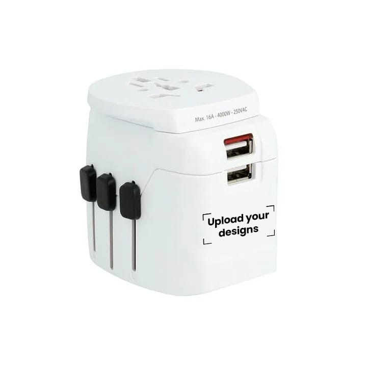 Personalized SKROSS Pro Light USB World Travel Adapter – Universal Plug for 200+ Countries, Dual USB Ports, Compact Swiss Design | PRO Light USB World
