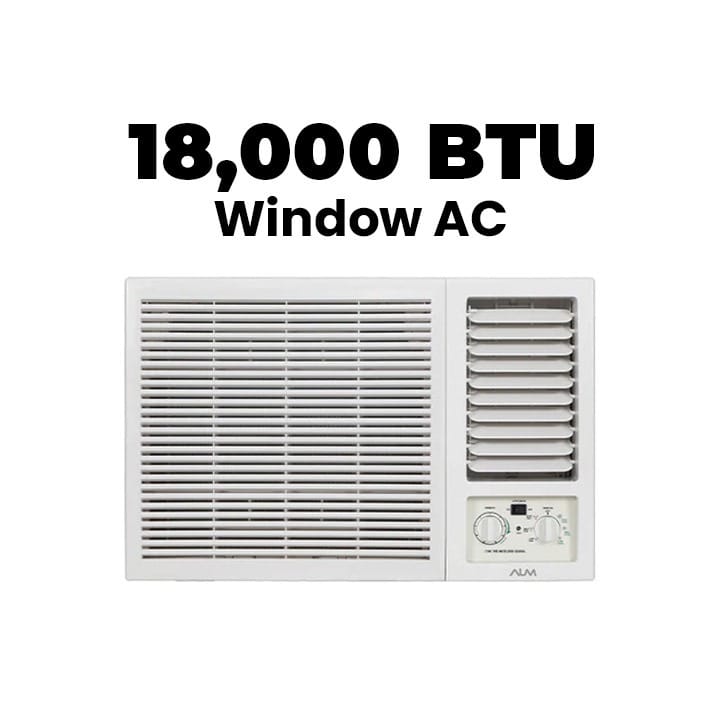 ALM Window Air Conditioner 1.5 Ton, 18,000 BTU, Rotary Compressor, 52 dB(A) Noise Level, 710 m/h Air Volume, R410A Refrigerant - White - ALMW-T18N