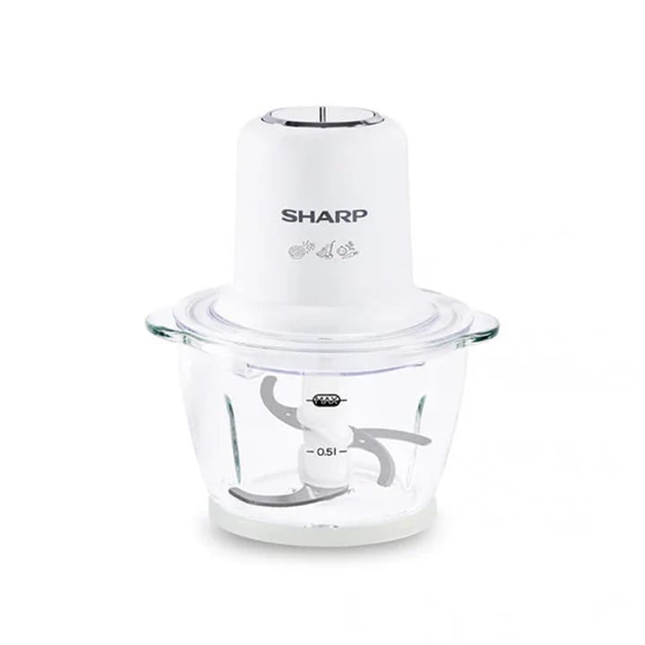 Sharp Chopper 350W 1.2L, Two-Speed Control, Four Stainless Steel Blades, Dishwasher-Safe Parts - White - EM-CP31-W3