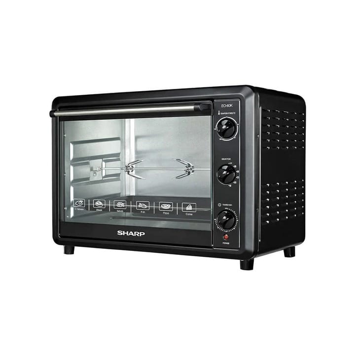 Sharp Electric Oven 60L, Convection And Rotisserie Functions, Adjustable Temperature Up To 230°C - Black - EO-60NK-3