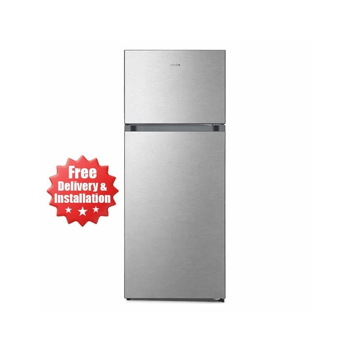 Kelon Double Door No Frost Top Mount Refrigerator 375L, LED Light, Multi Air Flow, Compact And Stylish Design - Inox - KRD-49WRS