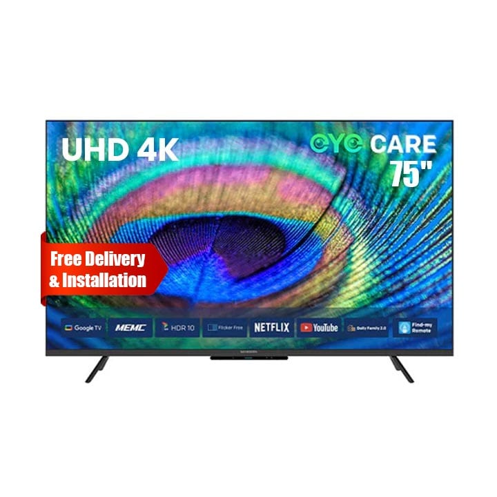 Skyworth 4K Ultra HD Smart LED TV 75 Inch, Dolby Audio, Sleek Bezel Design, Smooth Performance - Black - 75G6500H