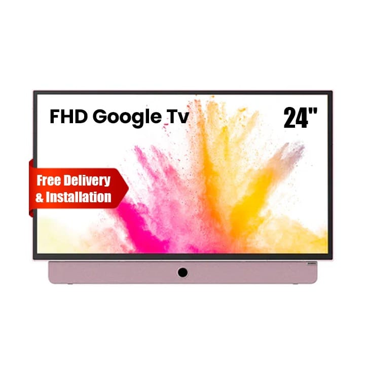 Skyworth Full HD Portable Google Smart TV 24 Inch, Built-In Battery (Up To 3 Hours), Lightweight Design, Smart Connectivity - Pink - 24LP60G-P