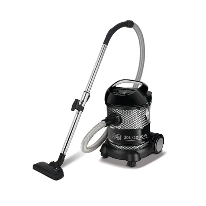 Black+Decker Drum Vacuum Cleaner 2000W 20L, Blower Function System, High Suction Power, Metal Telescopic Tube - Black - BV2000-B5