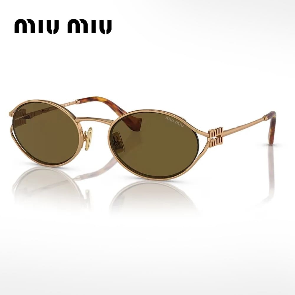 Miu Miu Unisex 52YS Oval Sunglasses - Slim Metal Frame, Solid UV Protection Lenses, Luxury Fashion Designer Eyewear | 8056597886932