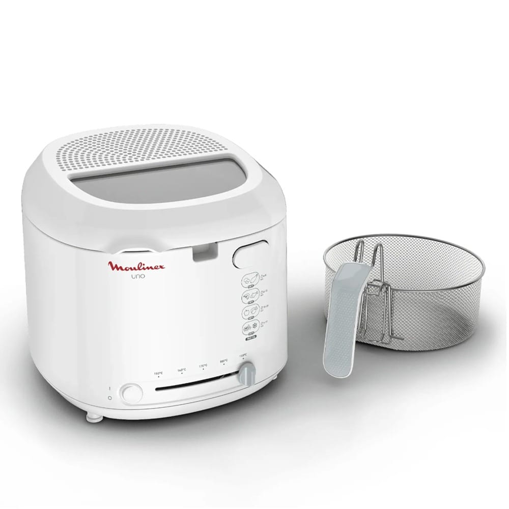 Moulinex Uno Deep Fryer 1.8L, Powerful 1470W Heating Performance, Large Viewing Window For Easy Monitoring, Up to 1kg Food Capacity - White - AF203127