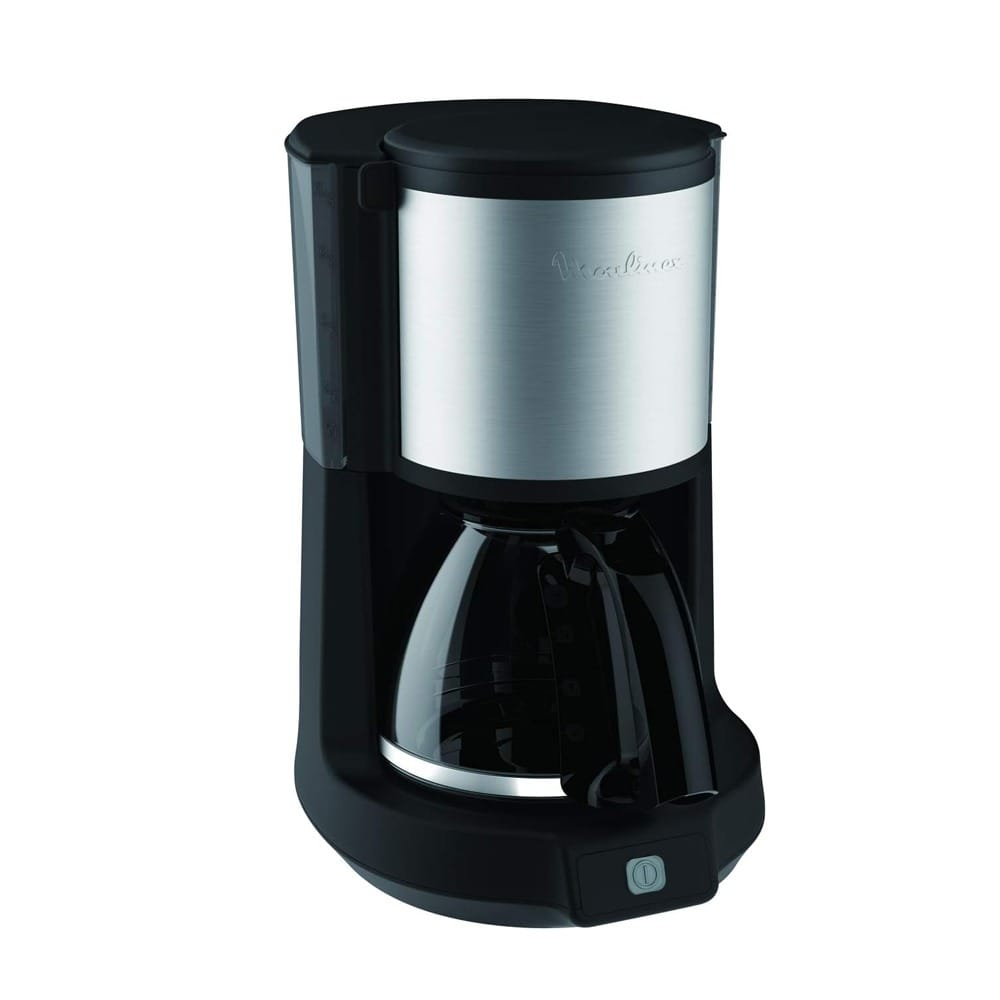Moulinex Subito Black Filter Coffee Maker 1000W, Capacity 1.25L, Anti-drip System, Full Transparent Water Tank - Silver/Black - FG370827