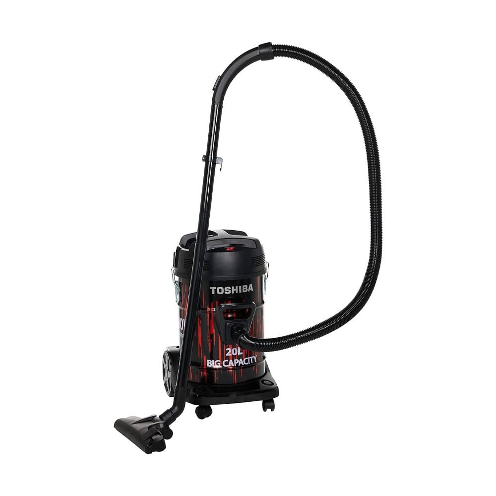 Toshiba Drum Type Vacuum Cleaner 1800W 20L, High Power Performance, Large Dust Capacity, Ergonomic And Adjustable Design - Black/Red - VC-DR180ABF
