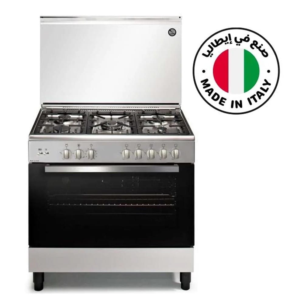 Akai 90x60cm Freestanding Gas Cooking Range, 5 Burners, Gas Oven & Grill, Turbo Fan, Turnspit, Full Safety | Inox - AGC-9060L