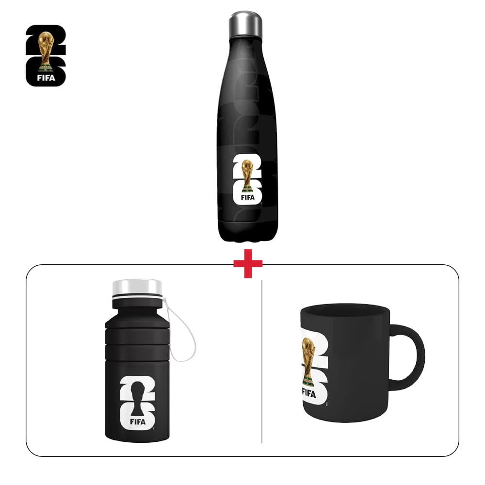 Premium Match-Day Hydration Bundle FIFA Stainless Steel Thermal Bottle + Water Bottle + Premium Ceramic Mug (603001000013835,603001000013787,603001000013786)