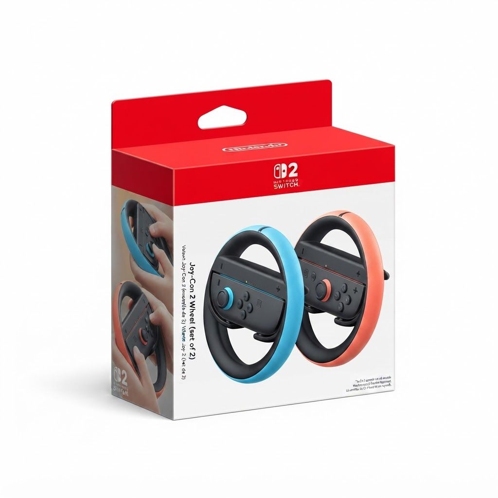 Nintendo Joy-Con 2 Wheel Pair, Ergonomic Steering Wheel Grips, Magnetic Joy-Con 2 Attachment, Racing Game Accessory Set | 45496321383