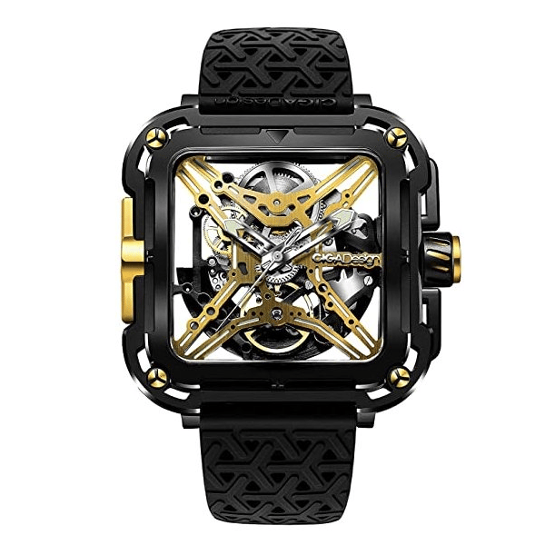 Ciga Design X-Series Automatic Watch, Titanium Black-Gold Case, 48mm Diameter, Swiss Super-LumiNova