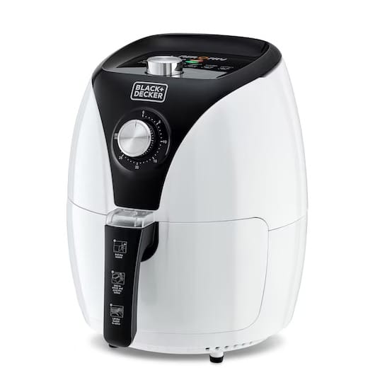 Black+Decker 3.5L Manual Air Fryer, 1.2kg Capacity, 1500W, Rapid Air Technology, Adjustable Temperature 80°–200°C, 30-Minute Timer | White | AF220-B5