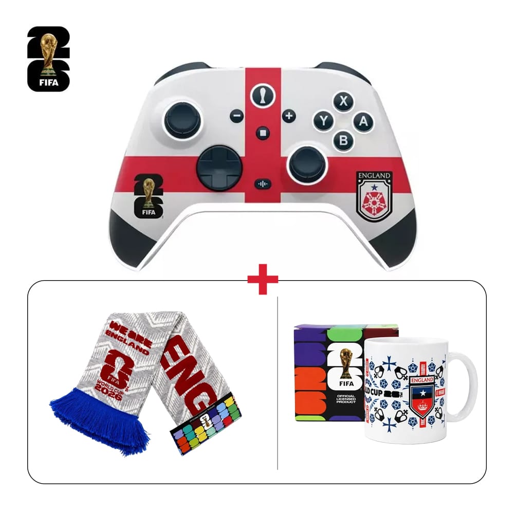 England Fan Tech Gift Bundle FIFA Gaming Controller + National Scarfs + Ceramic Mugs (603001000013833,603001000013858,603001000013869)
