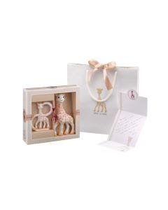 Sophie La Girafe Giraffe Teething Ring Gift Set 0+ Monthss, 100% Natural Rubber, Lightweight And Travel-friendly, Sophisticated Composition 1 - Brown/White