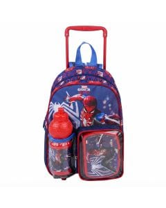 Marvel Spider-Man 3-in-1 Toddler Trolley Set - 13" Rolling Backpack with Lunch Box & Water Bottle