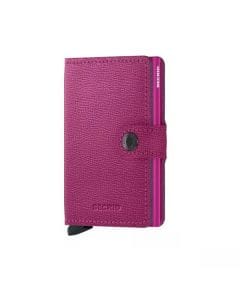 Secrid Miniwallet Crisple Fuchsia, Compact Leather Wallet, RFID Protected Card Holder, Slim Pocket Wallet with Money Clip