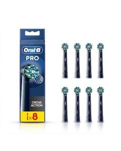 Oral-B Pro Cross Action Electric Toothbrush Replacement Heads, Black, 8-Pack - X-Shape Bristles