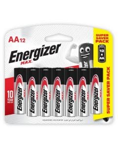 Energizer Max Alkaline AA Longest-Lasting Batteries, Leak-Resistant, Zero Mercury | Pack of 12