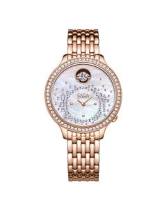 Saga Women Watch, 34mm Stainless Steel Case, Swiss Ronda R751 Quartz Movement, Stainless Steel Bracelet, Elegant Analog Wristwatch