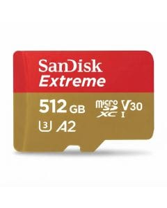 SanDisk Extreme 512GB microSDXC UHS-I Memory Card with SD Adapter, Up to 190MB/s, V30, 4K UHD, A2