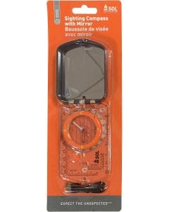 S.O.L. Survive Outdoors Longer Sighting Compass with Signaling Mirror for Hiking, Camping, Orienteering and Emergency Navigation