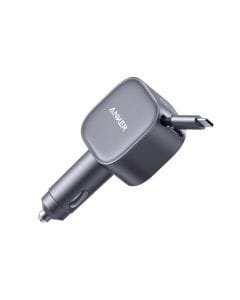 Anker Nano Car Charger 75W with Built-In Retractable USB-C Cable, Compact Design & High-Speed Multi-Device Charging | Black - A2738HA2