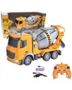 Lexibook Crosslander Pro RC Concrete Mixer Truck - 360A Rotating Tank, Gyro Light Effects, Remote