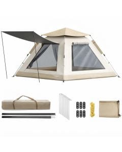ROUNY Pop-Up Camping Tent for 3–5 People, Waterproof Instant Family Shelter with 2 Doors, 2 Windows and Carry Bag
