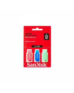 SanDisk Cruzer Blade USB Flash Drive 32GB, 3-Count - Blue, Pink, Green