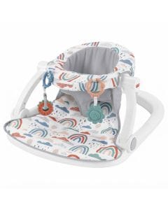Fisher-Price Sit-Me-Up Portable Floor Seat, Rainbow Showers, Comfy Upright Infant Seat with Toy Bar, 4 Months+