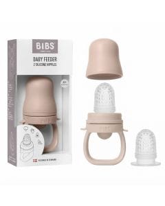 BIBS Baby Feeder With 2 Nipples 4+ Months, Perfectly Sized For Cool Treats, Easy-Grip Handle, Mess-Free Munching, Dishwasher Safe Design - Blush