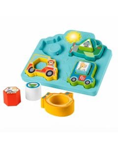 Fisher-Price Shapes & Sounds Vehicle Puzzle, Interactive Baby Shape Sorter Toy with 40 Songs, Lights & Sounds, 6 Months+