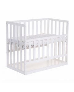 Childhome Bedside Crib 50x90cm, Adjustable In 3 Different Heights, 4 Slatted Sides, Lockable Casters - White