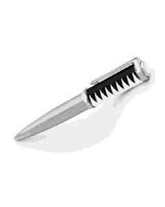 Dahnag Metal Ballpoint Pen, Silver-Tone Metallic Finish, Serrated Barrel Design, Professional Writing Instrument